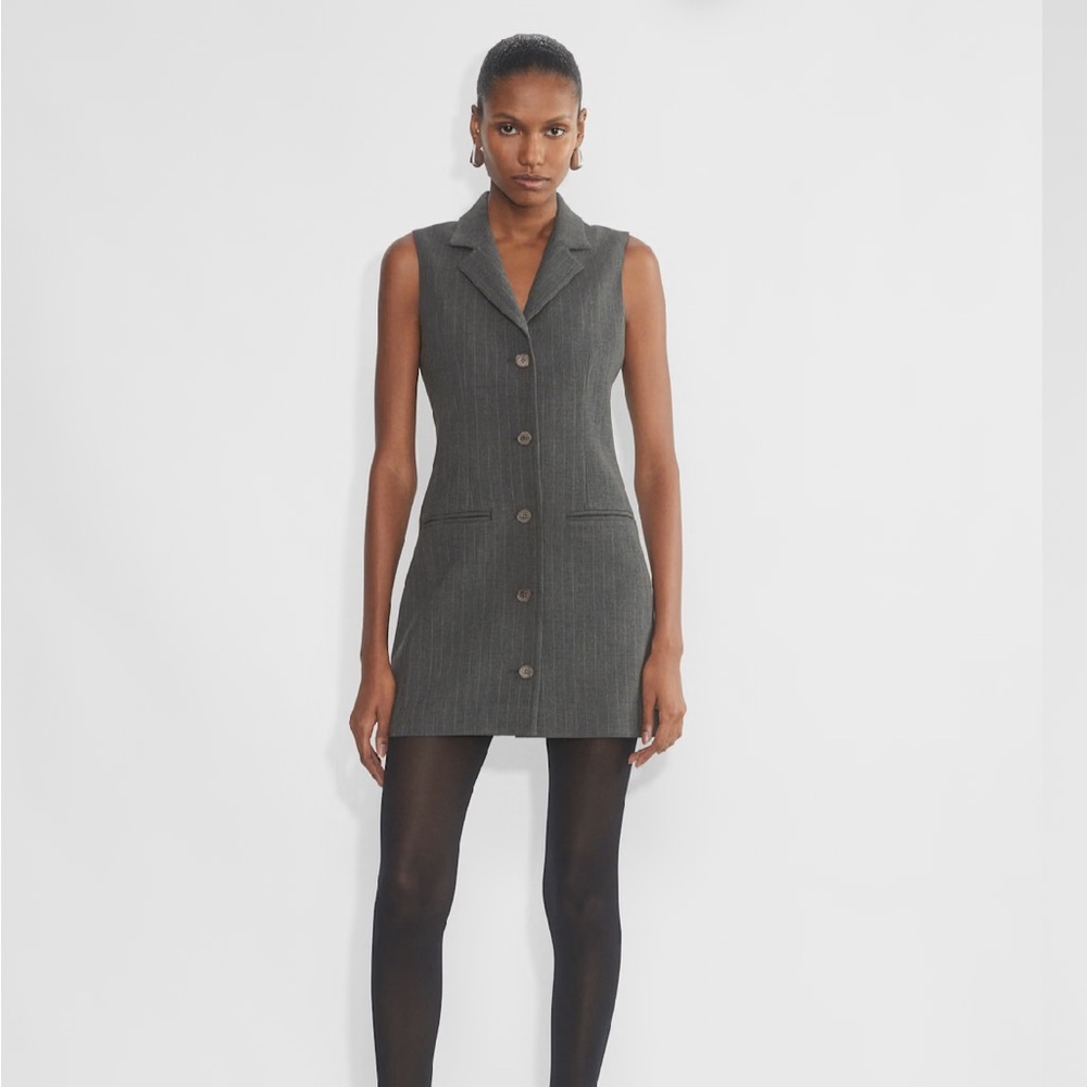 Aritzia Babaton Mastermind Gray Button-Up Mini Dress